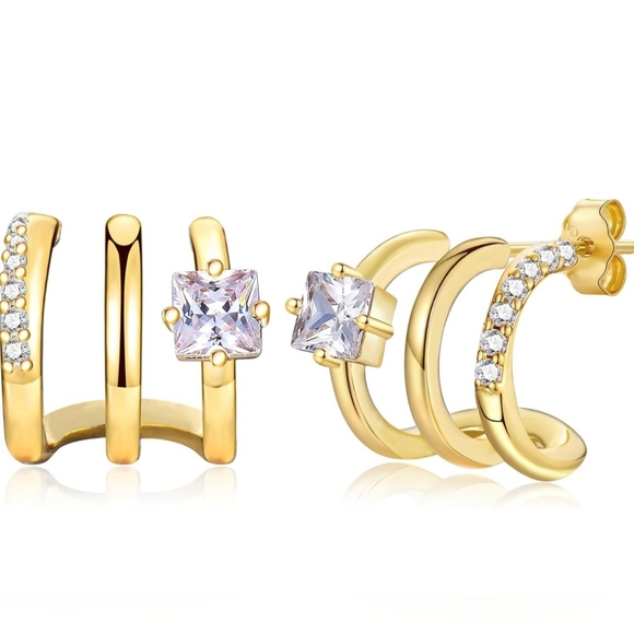 14kt gold plated hoop earrings - Picture 1 of 4